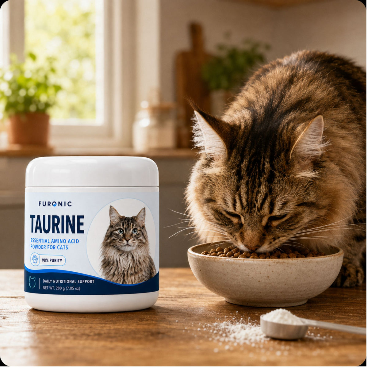 Furonic™ Taurine for Cats — Heart, Vision & Vitality Support (200g Powder, 30 Servings)